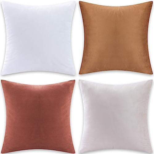 Mercijzyasang Dekorative Dekokissen, 45,7 x 45,7 cm, für Couch, Sofa, Terrasse, Wohnzimmer, Bett, Bettwäsche, 45,7 x 45,7 cm (Braun mix4)