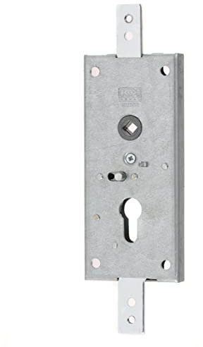 Serratura per porta garage sezionale, chiavistello basculante, 60 mm, cilindro PZ, in acciaio zincato - sicurezza per cancelli industriali