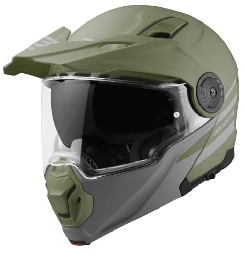 Bogotto FG-102 Duo Fiberglas Klapphelm, grün matt, 2XL