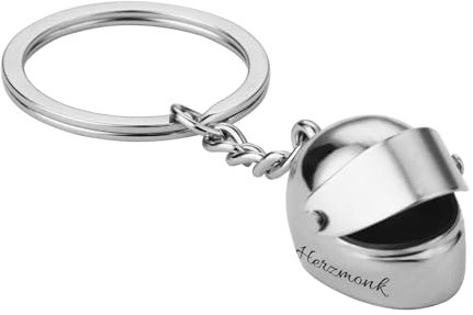 NGTSFLY Personalisiert Schlüsselanhänger Motorradhelm, Mode-Lokomotivstil Schlüsselanhänger,Sehr eigentlich als Geburtstag, Feriengeschenk Geschenk Gravur (silber)