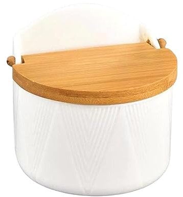 PLUS HOME Salero de Cocina de Cerámica con Tapa Diseños Originales.BLANCO-9 (BLANCO-11)