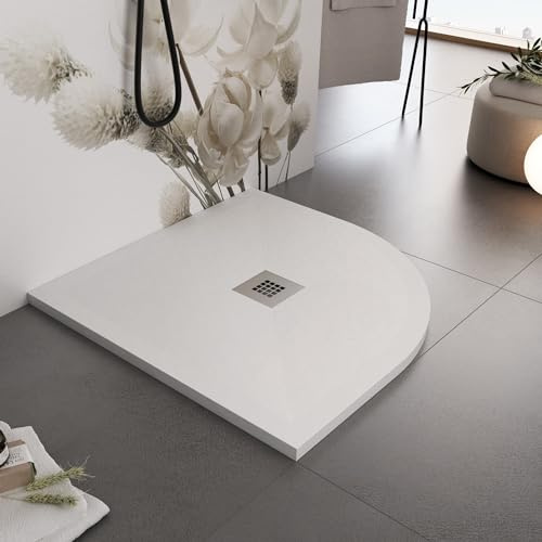 Halbrunde Duschwanne aus weißem Marmorharz 80x80 90x90-80x80