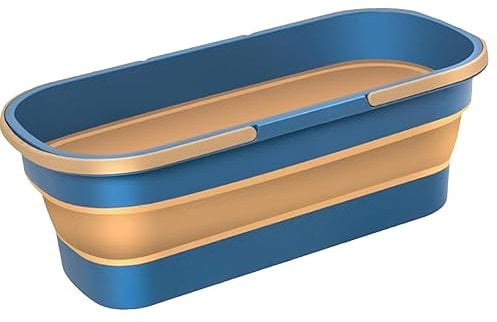 PW TOOLS Faltbarer Eimer mit Griff und Rädern, 12L Rechteckiger Wassereimer, Spülschüssel Faltbar - Zusammenklappbar für Camping