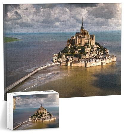PieceRelax Puzzle Wandbild – Henry Do - Aerial Photography - Mont Saint Michel Island, France | DIY-Puzzle zum Aufhängen | Wanddeko für Zuhause & Büro [HN1313]