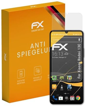 atFoliX Película Protectora compatible con Xiaomi Redmi 13C Lámina Protectora de Pantalla, antirreflejos y amortiguadores FX Protector Película (3X)