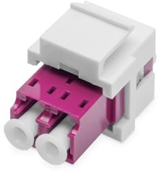 DIGITUS LWL-Keystone-Modul – LC/LC-Duplex – Multimode Glasfaser – OM4 – Keramikhülse – für Patchpanel oder Anschlussdosen – Violett/Weiß