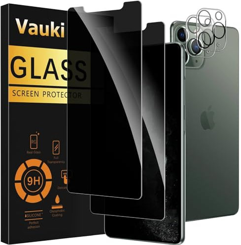 Vauki 2 Stück Sichtschutz Schutzfolie für iPhone 11 Pro mit 2 Kamera Schutzglas,9H Härte Privacy Displayschutzfolie,Privatsphäre Anti-Spy Bläschenfrei Kratzfest Blickschutzfolie für iPhone 11 Pro
