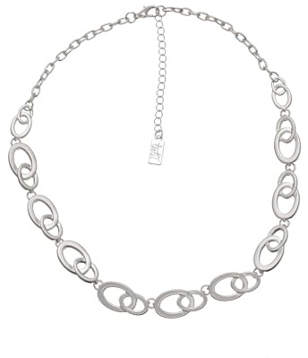 Leslii Damen-Kette Kurze Halskette Glieder-Kette Silberne Collier-Kette Statement Modeschmuck-Kette Silber