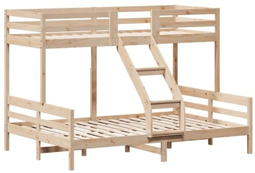 vidaXL Etagenbett, Hochbett mit Leitplanken, Stockbett für Schlafzimmer, Bett Holzbett Einzelbett, 80x200/140x200cm Massivholz Kiefer