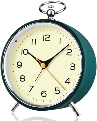 SOCICO Analogue Alarm Clock for Bedroom,Non Ticking Alarm Bedside with Night Light, Retro with Snooze, Battery Alarm Clock Bedside Clock Table Clocks for Heavy Sleepers