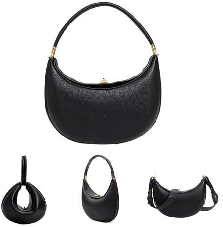 AZURAOKEY Borsa a mezzaluna in pelle 3 in 1 per le donne borse di design con chiusura a cerniera elegante borsa a mezza luna alla moda per le donne, Nero