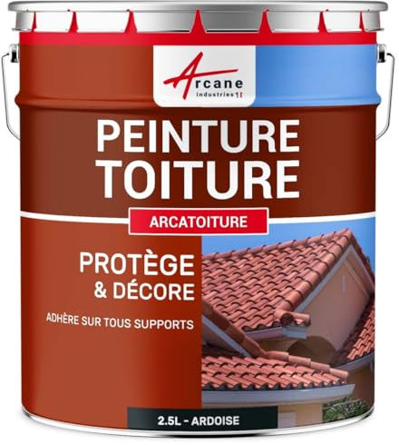 ARCANE INDUSTRIES Peinture toiture, tuile, Ciment et Terre Cuite - 2.5 L Gris Ardoise - RAL 7015