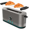 Cecotec Tostadora Vertical de Acero con Ranura Larga Shine&Toast Extra. 1050W, Capacidad para 2 Tostadas, Ranura Ancha de 3,8cm, Anillo Luminoso, 7 Niveles de Tostado, Varillas Superiores