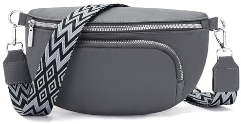 Rorimyth Bauchtasche Damen Dunkelgrau Handtasche Damen Umhängetasche Damen Crossbody Bag Damen Gürteltasche Damen Brusttasche Damen Hüfttasche Damen