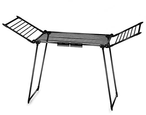 Massido Wäscheständer Ausziehbar Platzsparend Wäscheflügeltrockner Wäschetrockner Ständer Stabiler Standtrockner Mit Rutschfesten Füßen Trockenfläche 19 M Debora Schwarz 174 x 61 x 108 cm