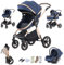 Shineey kinderwagen 3 in 1 Buggy Babybett Komplett Set Einem Klick Zusammenklappbarer Kinderwagen, 3 in 1 KombiKinderwagen Aluminiumrahmen für Neugeborene
