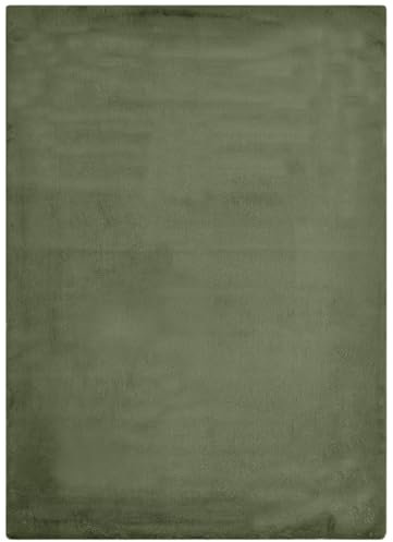 -LUXOR- living Kunstfell Coste Flauschiger Teppich Schlafzimmer - ideal zur Verwendung als Bettvorleger Schlafzimmer - gemütlicher Fellteppich Lammfell Imitat 80 x 150 cm dunkelgrün