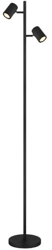 Stehlampe 2 flammig Wohnzimmerlampe Stehleuchte Spots schwenkbar Standlampe schwarz, Metall Aluminium, 2x GU10, H 158 cm