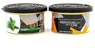 IndividualiseYourCar Duftdose Autoduft Dose - verschiedene Düfte Minze, Kokos/Ananas, Limette, Vanille, Kaugummi, Kirsche (2er Set, Hint of Mint)
