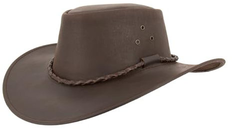 Outbacker William- robuster Echtleder Hut in DREI Farben Farbe braun, Größe XXL I 62-63 cm