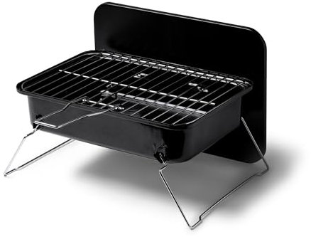 Tragbarer Holzkohlegrill aus Edelstahl, zusammenklappbares Design mit klappbarem Grill, zum Räuchern und Camping im Freien