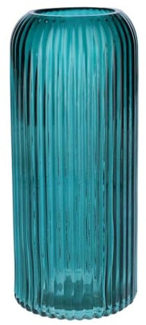 INNA-GLAS Dekovase ALBURGIS mit Rillen, Glas, türkis-klar, 25cm, Ø10cm - Blumenvase