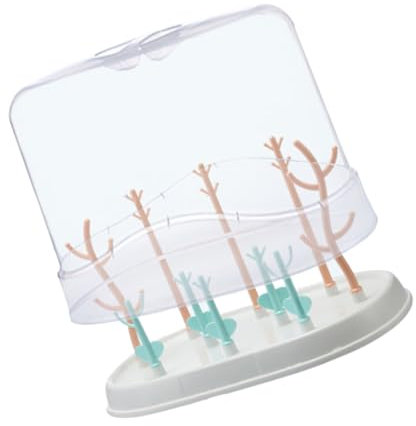 CIMAXIC Séchoir pour Biberons avec Support De Séchage Forme De Branches Couvercle Transparent Inclus pour Protéger Accessoires