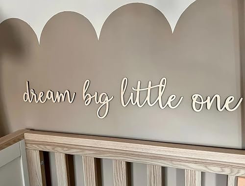 Dream Big Little One Schild, Traum-Wanddekoration, Kinderzimmer-Holzschild für Kinderzimmer über Kinderbett, Jungenzimmer, Büro, Zuhause, Wandkunst, Babyparty, Party-Dekorationen