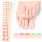 JSRQT 150 Pièces Faux Ongles French pour Pieds, 5 Couleurs Conseils pour Ongles Français Artificiels Capsules avec Poignées, 3 en 1 X-Coat Ongles en Gel Pieds pour Femmes Filles, Salon de Nail DIY