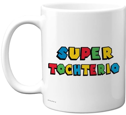 Super Tochterio Tasse Tochter Geschenk, Mikrowellen Spülmaschinenfest | Lustige Geburtstagsgeschenke für Tochter, Weihnachten Geschenkidee, 11oz Kaffeetasse Keramik, Geschenk von Papa Mama