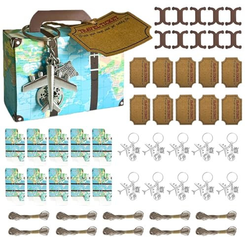 ePicsoa Reisegschenk für Gutscheine oder Geld im Mini-Pappkoffer Mini Koffer Deko-Koffe, 10 Stück/Set Neuartiger Gastgeschenke Geschenkbox Reisekoffer für Hochzeit, Party, Geburtstag, Jahrestag