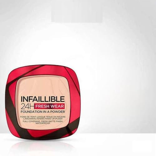 hyd Infallible 24H Fresh Wear Foundation in a Powder – 180 Rose Sand, 9g | Waterproof, Sweatproof, Transferproof | 24H Long-Lasting Matte Finish