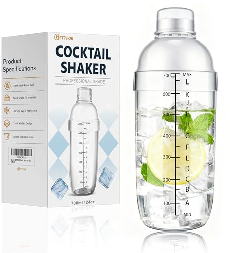 BETTFOR Plastic Cocktail Shaker (700ml/24 oz)