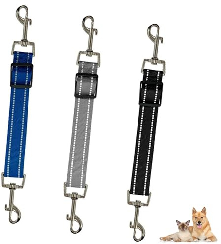 LONGHAO 3 pcs Hundehalsband Clips,Hundehalsband Verlängerung Verstellbarer,reflektierende Nylon Sicherheit Haustier,reflektierende sicherungsband für hundegeschirr,für Hundetraining,Laufen,Gehen (#1)