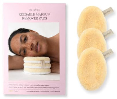 Waschies waschbare, nachhaltige Abschminkpads/Waschpads 3er-Set Pastellgelb | Sanfte Gesichtsreinigung, Alle Hauttypen, wiederverwendbar & hypoallergen, Alternative zu Wattepads & Abschminktüchern