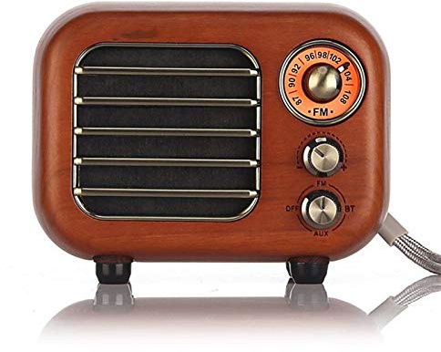 Retro B-l-u-e-t-o-o-t-h Speaker Walnut Wooden FM Radio with Old Fashioned Classic Style, TF Card & MP3 Player Loud Volume
