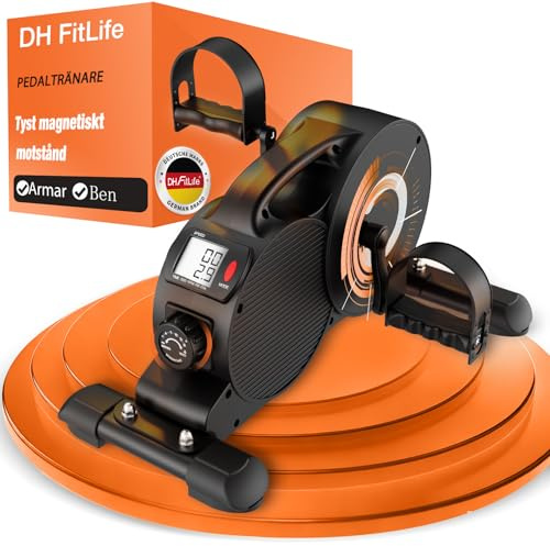 DH FitLife Pedaltrainer für Zuhause, 16-stufig magnetischer Beintrainer, extra leise & gelenkschonend, Mini Bike / Tischfahrrad mit Display, rutschfest, für Senioren & Rehabilitation, bis 220 kg