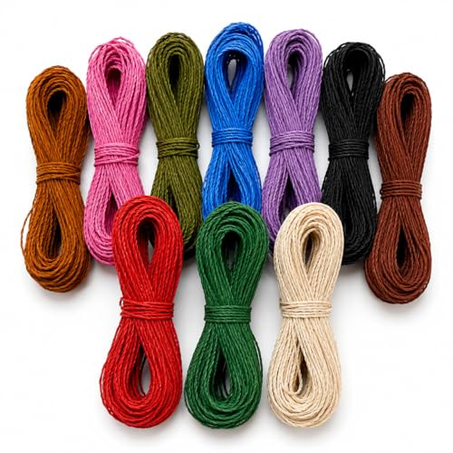 Kit gewachstes Garn, 1 mm, 300 m (10 Farben), hochwertiges Polyester, das beim Brennen nicht schwarz wird - für Armbänder, Makramee, Modeschmuck und Leder - simplemacrame
