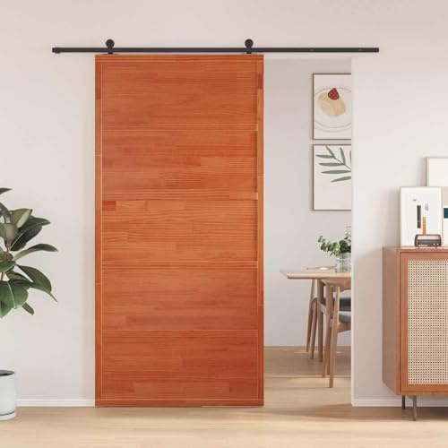 Fasba Puerta de Granero Rústica de Madera de Pino Macizo - Diseño Espacioso y Fácil Montaje