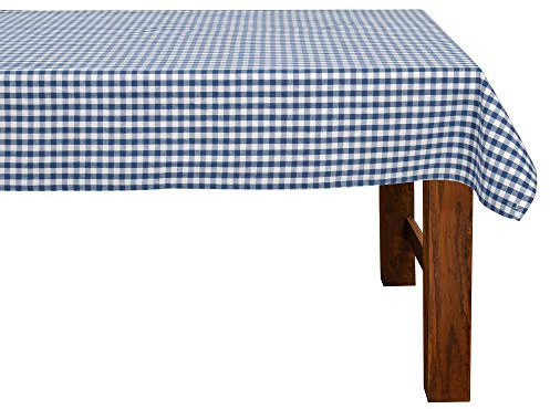 FILU Tischdecke 140 x 200 cm Blau/Weiß kariert (Farbe und Größe wählbar) - hochwertig gefertigtes Tischtuch aus 100% Baumwolle
