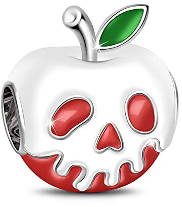GNOCE Roter Apfel mit hellgrüner Charm Anhänger 925 Sterling Silber Weihnachten Halloween Geschenk Bead Charms Schmuck für alle Armbänder Halsketten