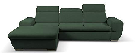 mb-moebel Ecksofa mit Schlaffunktion Eckcouch mit Bettkasten Sofa Couch Wohnlandschaft L-Form Polsterecke FRESNO (Dunkelgrün, Ecksofa Links)