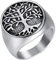 OAKKY Unique Bague Arbre Vie Chevalière Argent Noir Ton Bande Homme Acier Inoxydable, Taille 65