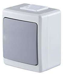 Aufputz Lichtschalter Kreuzschalter IP44 Farbe Grau 10A 230V serie BETA