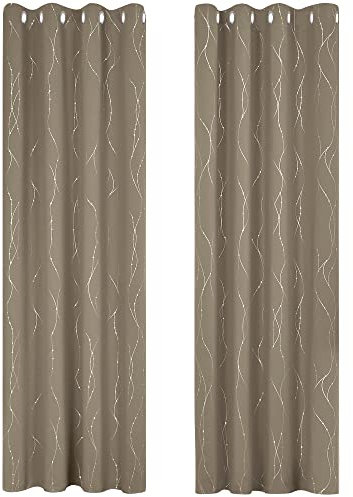Deconovo Blickdichte Gardinen Dicke Thermogardine Kälteschutz warm Hitzeschutz, Verdunkelungsvorhänge mit Ösen, Thermogardinen für Wohnzimmer, 260x140 cm(HöhexBreite), Taupe, 2er Set