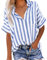 Chemise RayéE Femme Imprimé Chic Grand Taille Sexy Mode Tee Shirt Rayé Pas Cher Manche Court Tops Ete Blouse avec Poche