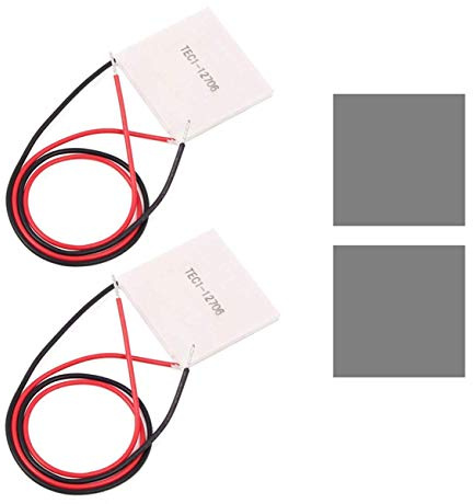 Youmile 2 Stück TEC1-12706 12V 6A 60W Thermoelektrischer Kühler Kühlung Peltierplattenmodul 40 x 40 mm Halbleiterkühlung mit 2 Stück Wärmeleitpad