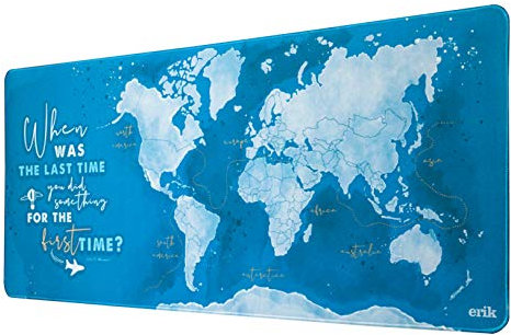 Grupo Erik XXL Mouse Pad World Map | Gaming Desk Mat 31.5 x 13.8 inches Non-Slip Rubber Mat, Keyboard & Mouse Mat Large | Map Of The World Gaming Gifts Gamer