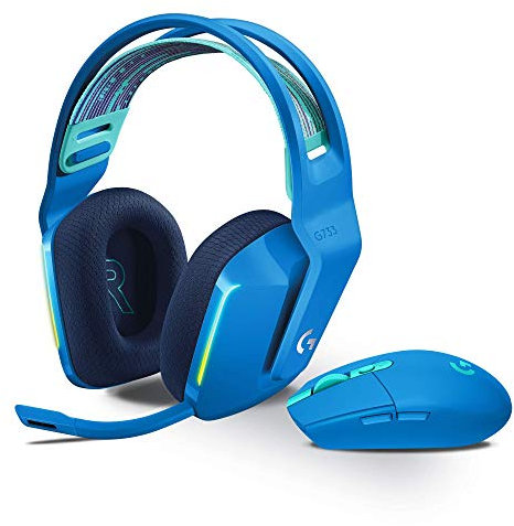 Logitech G305, ratón inalámbrico para gaming con sensor Hero 12K y G733, auriculares inalámbricos para gaming RGB con Blue VO!CE – Ligeros con LIGHTSPEED, PC/macOS - Azul