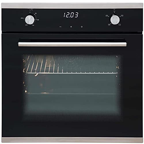 60cm Black Built In Touch Control Programmable Single Electric True Fan Oven